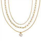 Тройно Колие Циркон с 18К Златно Покритие