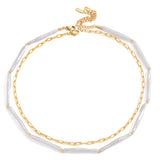 Колие Двойна Елегантност с Перли с 18К Златно Покритие