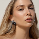 Обеци Листа в 2 цвята - медна стомана, златисти и сребристи, диаметър 3.5 см.