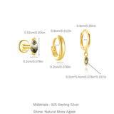 Тройни Сребърни Обеци С Натурален Камък S925