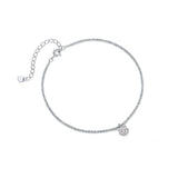 Сребърна Гривна за Глезен Блясък S925 с родиево покритие и декоративен елемент, стилна и елегантна.