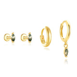 Тройни Сребърни Обеци С Натурален Камък S925