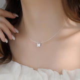 Сребърно Колие Квадратен Циркон S925