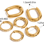 Сет от 6 бр. винтидж обеци халки с 18К златно покритие и различни размери.