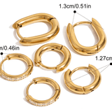 Сет от 6 бр. винтидж обеци халки с 18К златно покритие и различни размери.