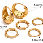 Комплект златни обеци с различни размери и 18К златно покритие, 6 бр. за стилни аксесоари.