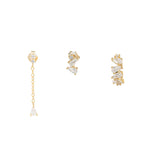 Сребърен сет обеци пиърсинг 3бр Trinity Gold S925 с елегантен дизайн и златно покритие.