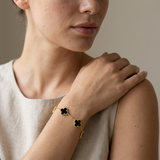 Гривна Five Clover от сребро с 14К златно покритие