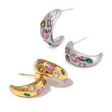 Цветни Обеци с Шарени Камъни