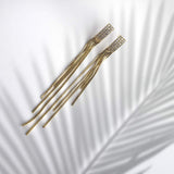 Златисти дълги обеци с камъни