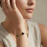 Гривна Five Clover от сребро с 14К златно покритие