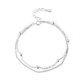 Двойна Гривна с Топчета Сребро S925