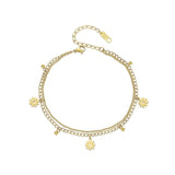 Двойна гривна за глезен с цветя и 18K златно покритие, елегантен лятен аксесоар.