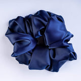 Голямо сатенено скрънчи-navy blue