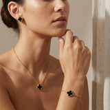 Комплект One Clover S925 с 14К Позлата- Обеци+ Гривна+ Колие