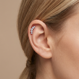 Сребърни Обеци Лабрет с 14К Позлата S925