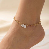 Златиста Гривна за Глезен Duo Spark с 18К Позлата, изработена от неръждаема стомана с кубичен цирконий.