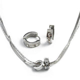 Комплект кристал в сребристо- обеци + колие