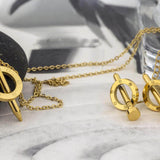 Комплект "пирон"- обеци + колие- 2 цвята