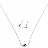 Комплект топче сребрист - обеци + колие