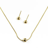 Комплект топче златист - обеци + колие