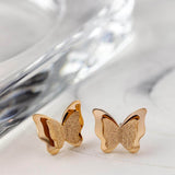 Обеци пеперуди в розово злато