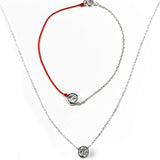 Сребърен комплект с червено конче - колие + мека гривна S925 Silver