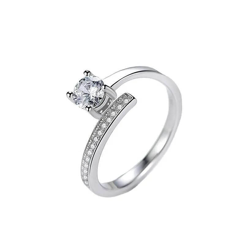 Сребърен пръстен с кристал и цирконии, регулируем размер, материал S925 с 2 години гаранция.