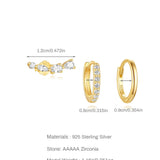 Сребърни обеци Belles с 18K златно покритие S925, декорирани с AAAA циркония.