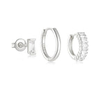 Сет от 3 сребърни обеци тип Tennis с 18К златно покритие, изработени от стерлингово сребро S925.