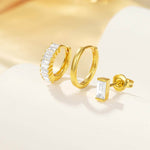 Сребърни обеци с 18К златно покритие и кристали, изящно бижу за всяка визия.