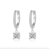 Сребърни Висящи Обеци с Блестящ Камък S925 Silver