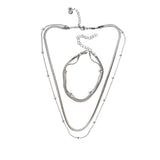 Сребрист Комплект Мека Гривна и Колие- Змийска Плетка