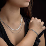 Сребрист Комплект Мека Гривна и Колие- Змийска Плетка