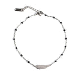 Сребриста гривна за крак перо с малки топчета