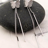 Сребристи дълги обеци пеперуди