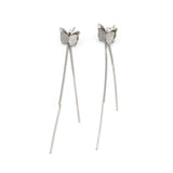 Сребристи дълги обеци пеперуди