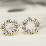 Златисти обеци с нежни бледо лилави камъчета