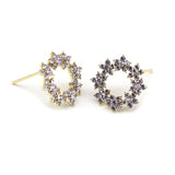 Златисти обеци с нежни бледо лилави камъчета