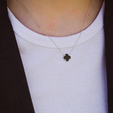 Златисто Сребърно Колие Детелина Със Черен Седеф S925