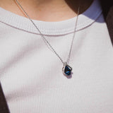 Сребърно Колие Син Кристал S925