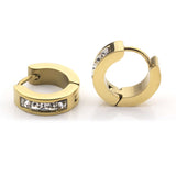 Стоманени златисти обеци с камъчета