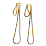 Висящи обеци златисти 18К с модерен дизайн, съчетаващи нежно сребро и блестящо злато.