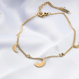 Златиста гривна за крак луна и звездичка