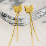 Златисти дълги обеци пеперуди