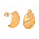 Златисти френски обеци кроасан 18К Златно Покритие