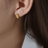 Златисти френски обеци кроасан 18К Златно Покритие